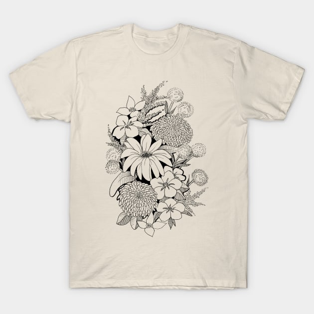 Wildflower bouquet - Line art T-Shirt by ncprocter